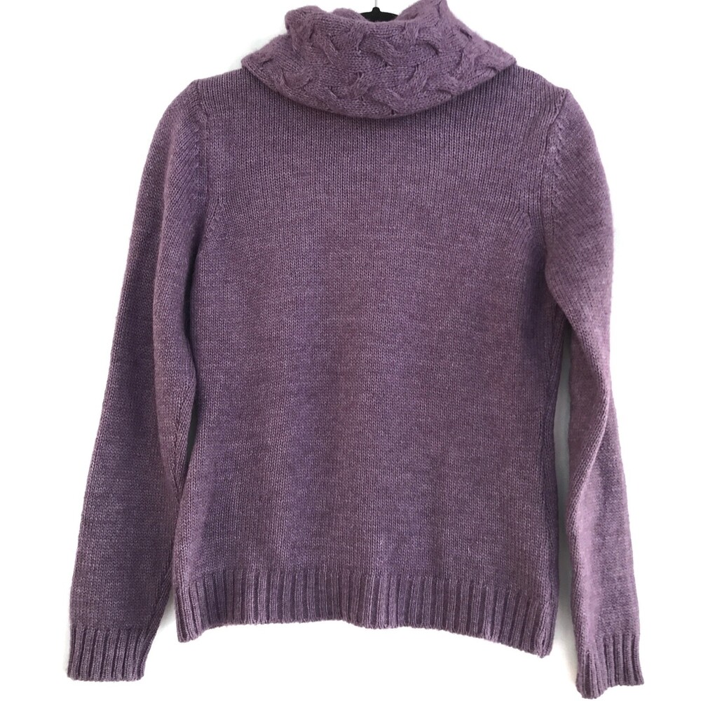 Luigi Baldo Small Purple Merino Wool Alpaca Cowl Neck Long Sleeve Sweater Italy